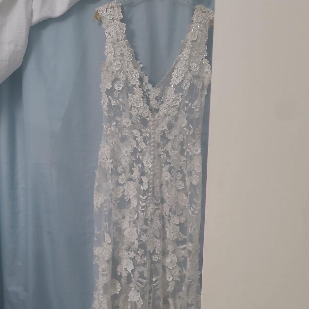 Allure Bridals White Floral Lace Maxi Dress